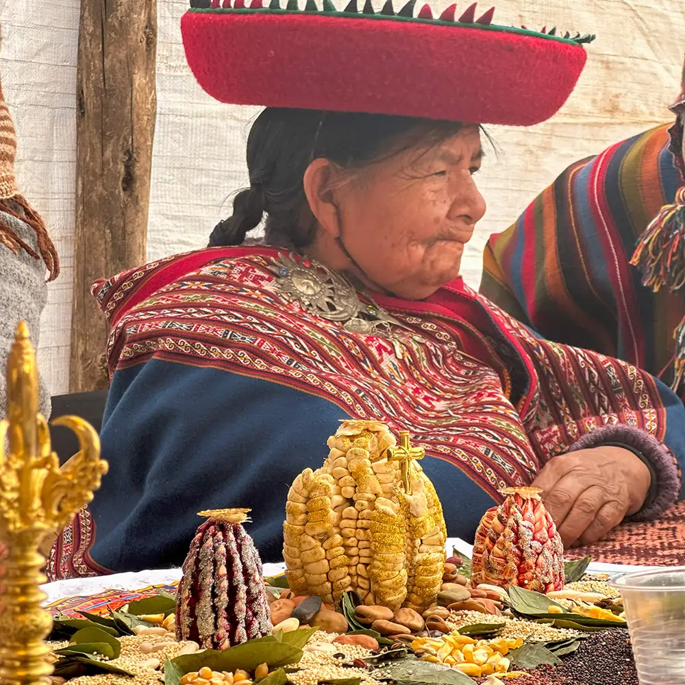 Dawn ceremony at Sacsayhuamán above Cusco during Pachamama Raymi on 1 August