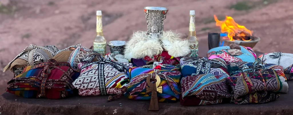 Andean community gathering for the August offering during Pachamama Raymi