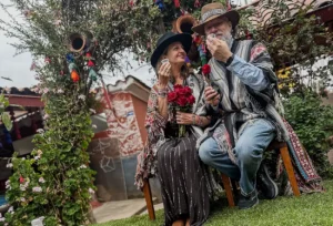 Newlywed Couple at Andean Wedding