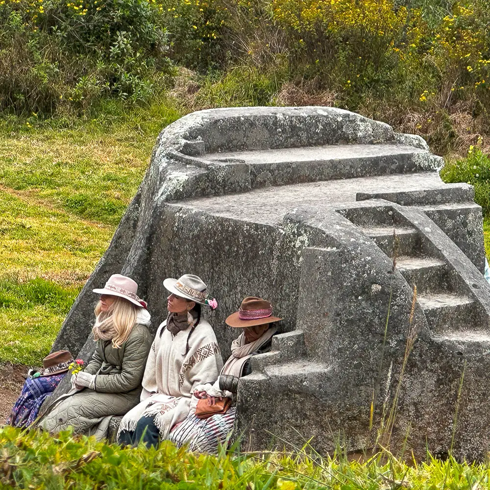 A couple at a Pachamama offering during a spiritual retreat for couples in Peru
